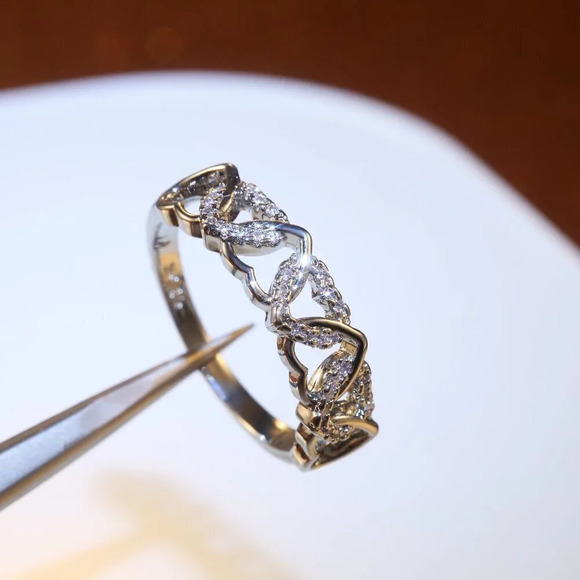 🔥 Lovely Anillos Hollow Many Heart Cross Sweet Zircon Rings for Women, PD085 - Picture 6 of 9